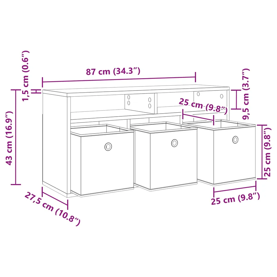 Basboard 87 x 27,5 x 43 cm Chêne artisanal - 13