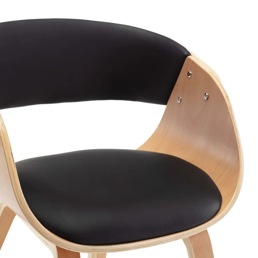 Chaises à manger lot de 4 noir bois courbé et similicuir - 6