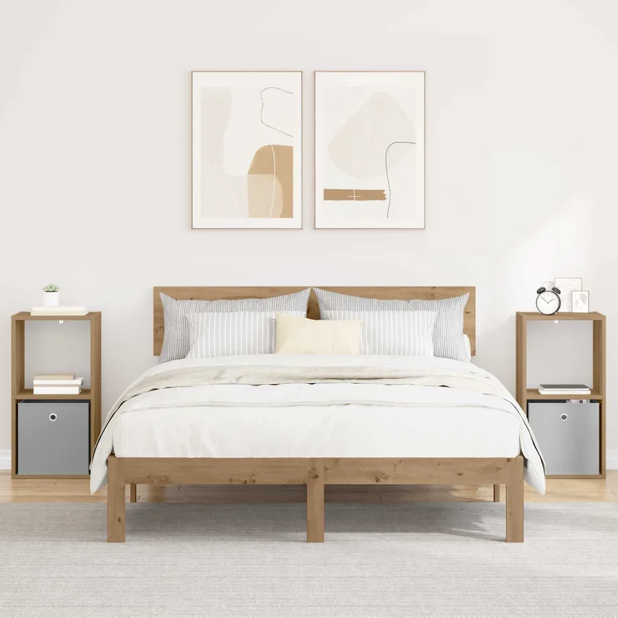 Table de chevet 2 pc Chêne artisanal 35 x 32 x 68,5 cm