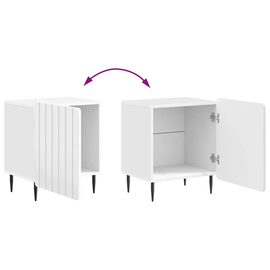 Cabinet de chevet Blanc brillant 43 x 34,5 x 52 cm - 8