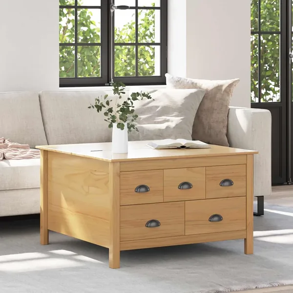 Table basse avec tiroir HILL Marron miel 79,5 x 79,5 x 49 cm