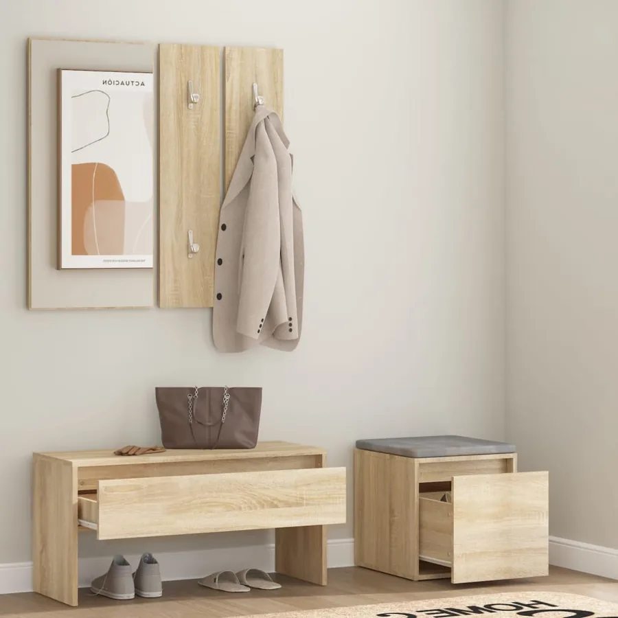 Ensemble de meubles de couloir Chêne sonoma Bois d'ingénierie - 3