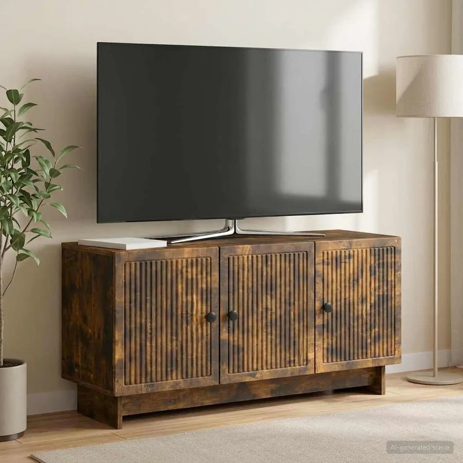 Meuble TV Chêne fumé 99 x 34,5 x 50 cm Bois d'ingénierie - 4