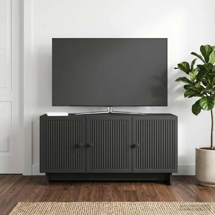 Meuble TV Noir 99 x 34,5 x 50 cm Bois d'ingénierie - 4