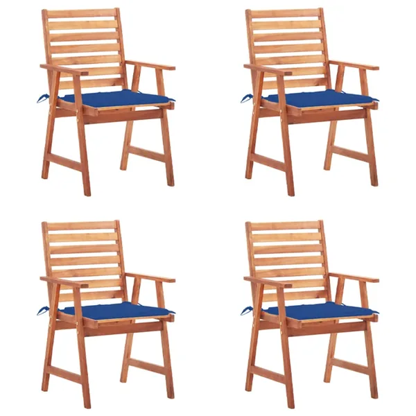 Chaises à manger d'extérieur lot de 4 et coussins Acacia massif