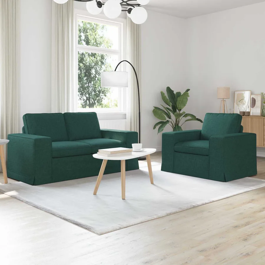 Ensemble de Canapés 2 pcs Vert foncé 162 x 80 x 82 cm tissu
