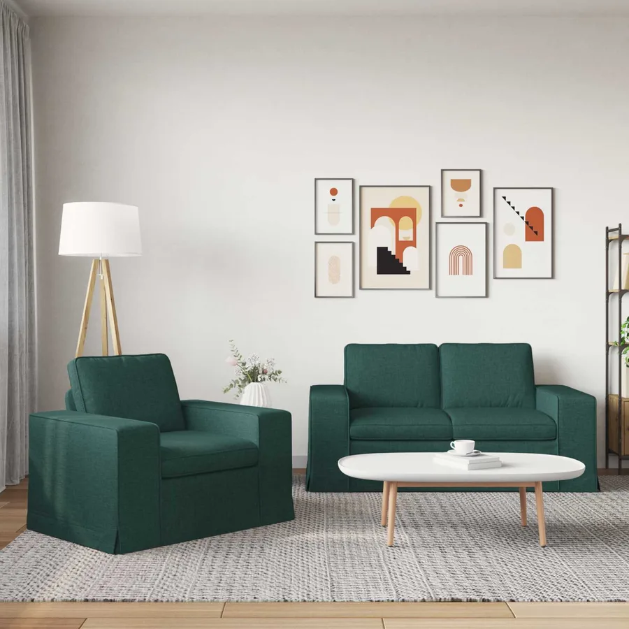 Ensemble de Canapés 2 pcs Vert foncé 162 x 80 x 82 cm tissu - 3