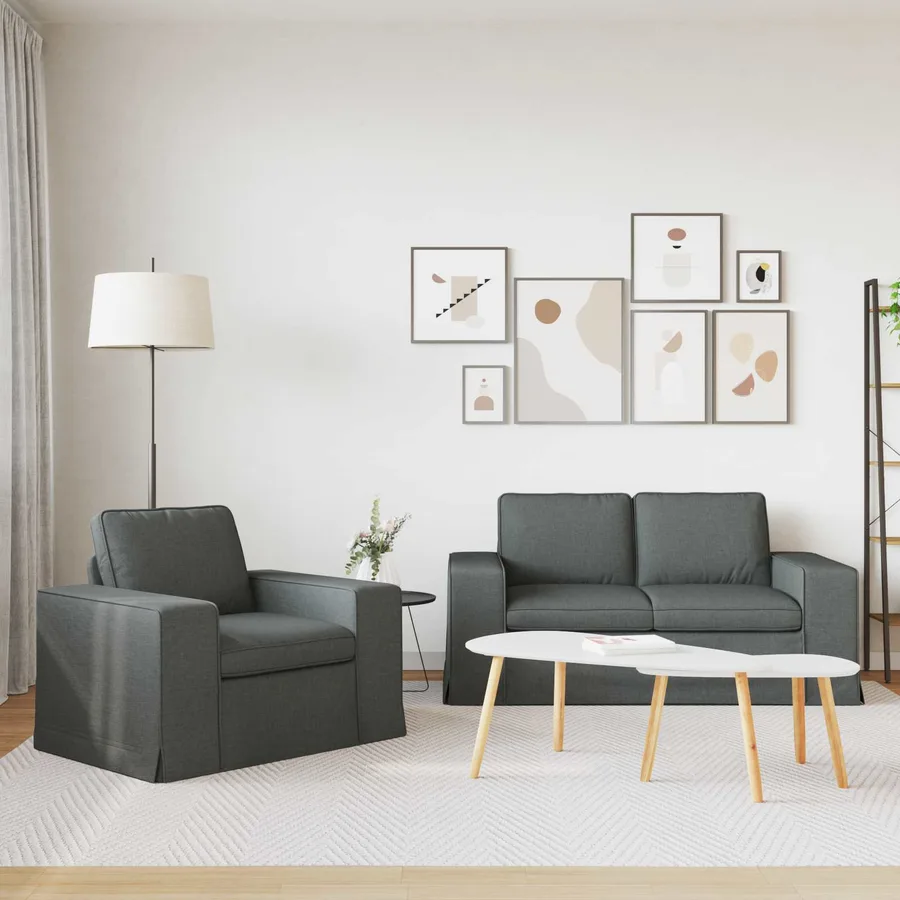 Ensemble de Canapés 2 pcs Gris foncé 162 x 80 x 82 cm tissu - 3
