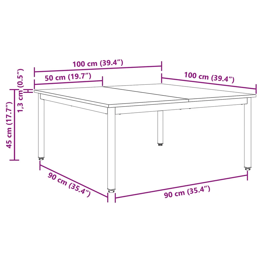Table basse Chêne artisan 100 x 100 x 45 cm Bois d'ingénierie - 11