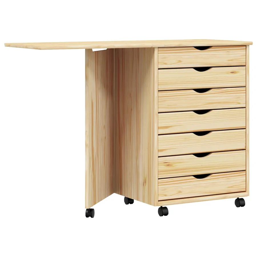 Cabinet roulant avec bureau avec roue MOSS Vernis transparent - 2