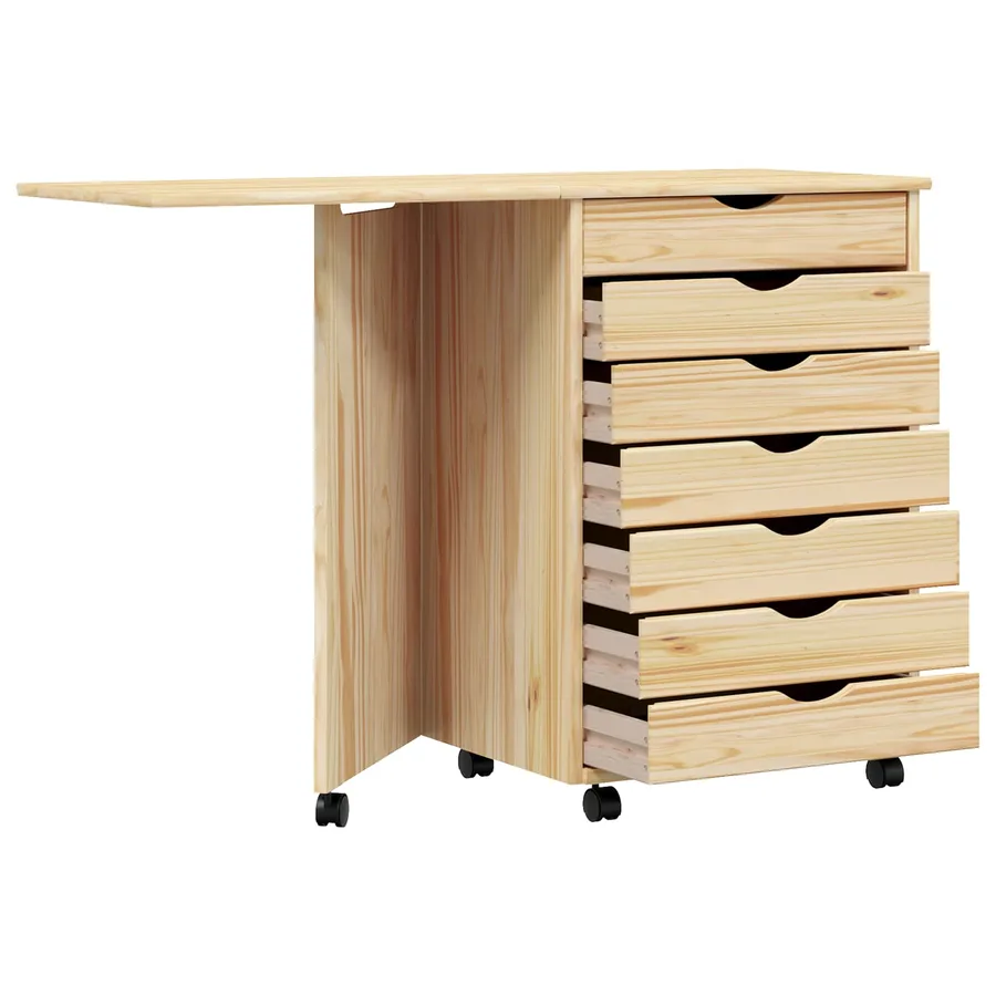 Cabinet roulant avec bureau avec roue MOSS Vernis transparent - 4