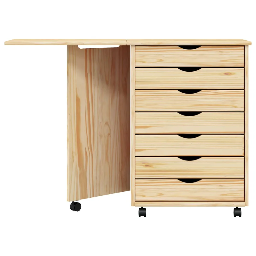 Cabinet roulant avec bureau avec roue MOSS Vernis transparent - 5