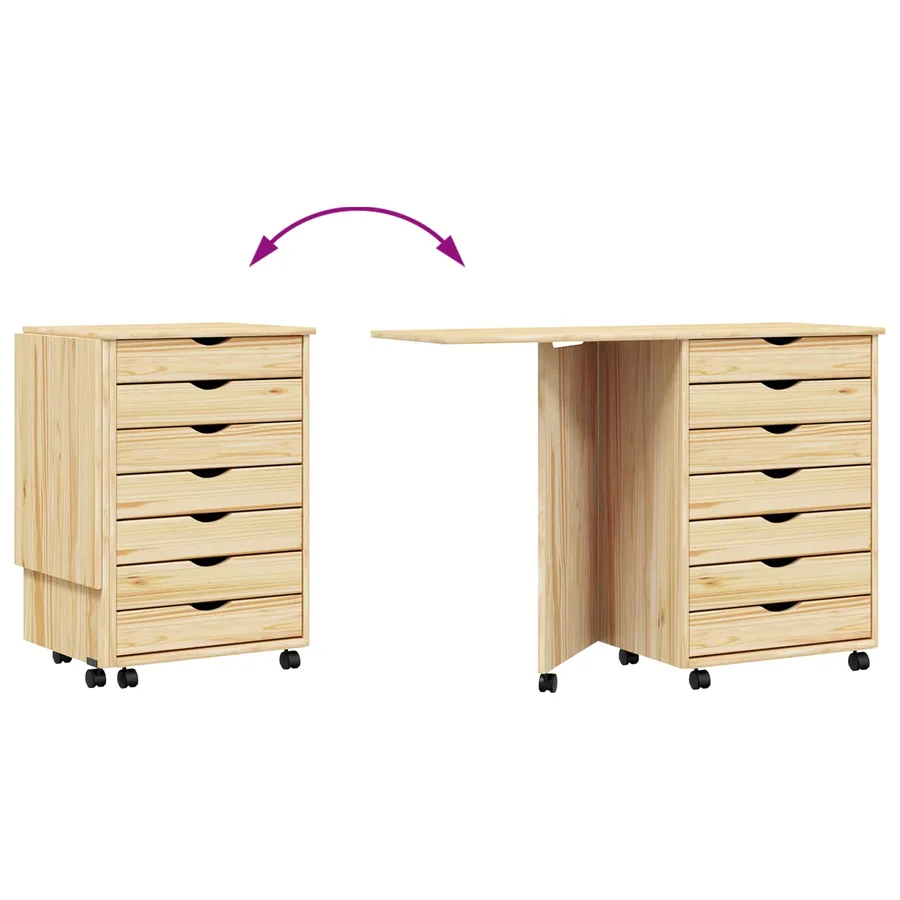 Cabinet roulant avec bureau avec roue MOSS Vernis transparent - 9