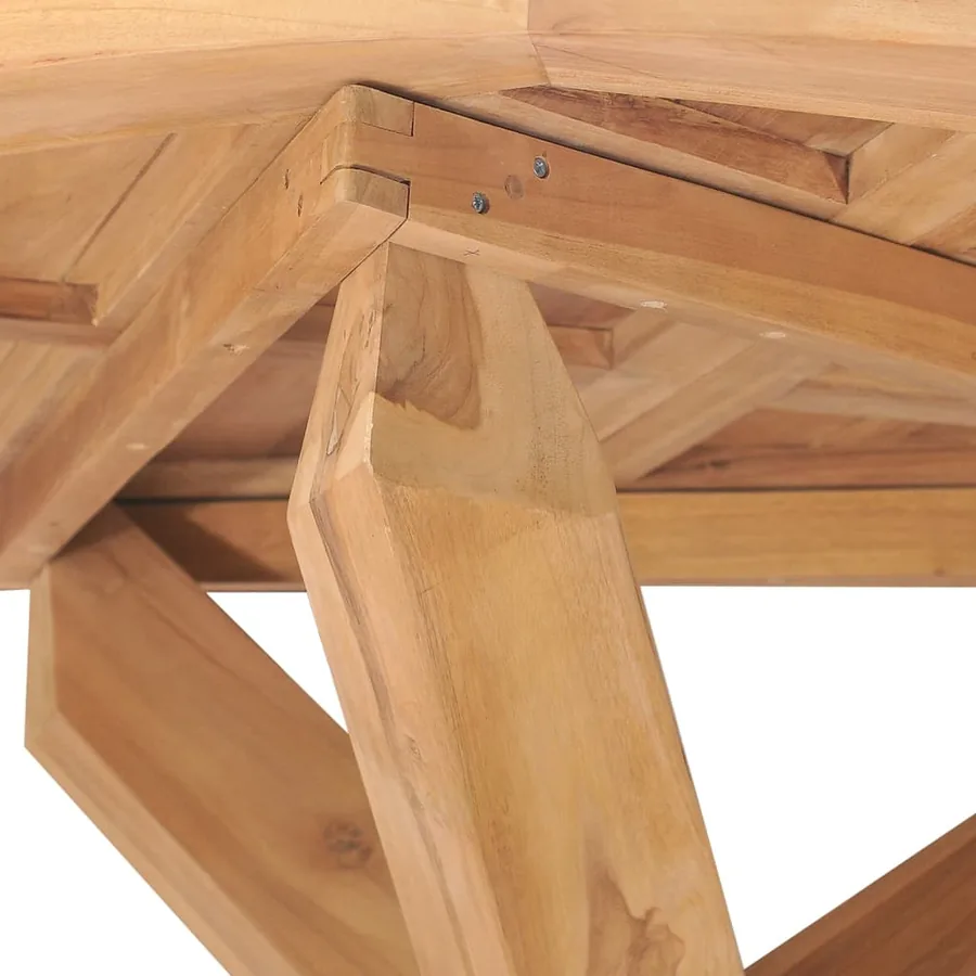 Table à dîner de jardin Ø110x75 cm Bois de teck massif - 5