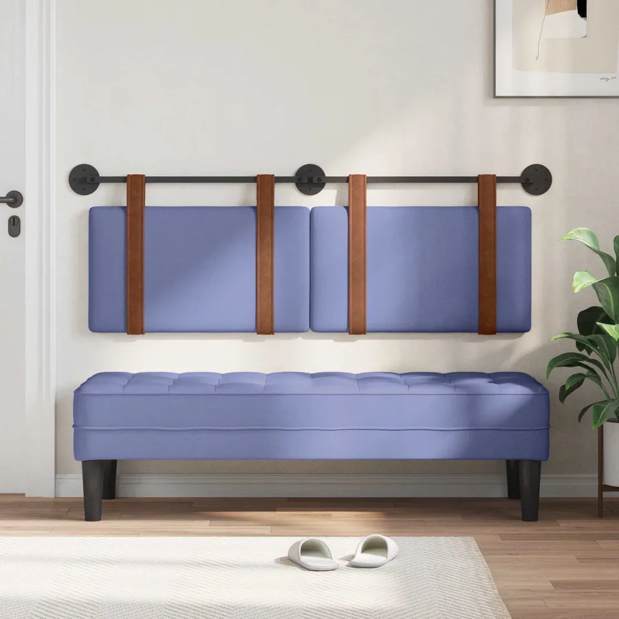 Tête de lit suspendue Bleu denim PU antique - 3