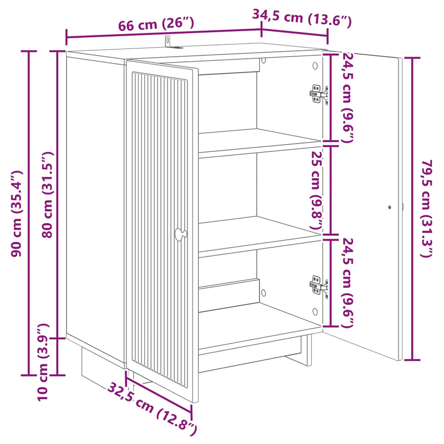 Buffet Blanc 66 x 34,5 x 90 cm Bois d'ingénierie - 12