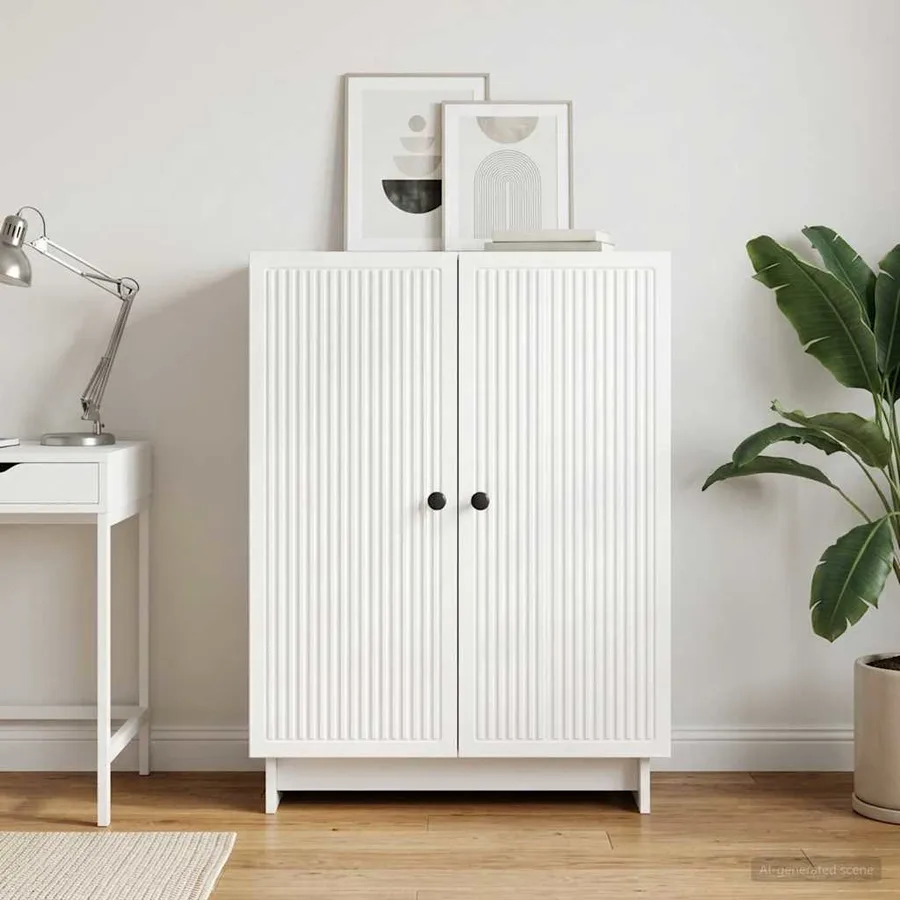 Buffet Blanc 66 x 34,5 x 90 cm Bois d'ingénierie - 4