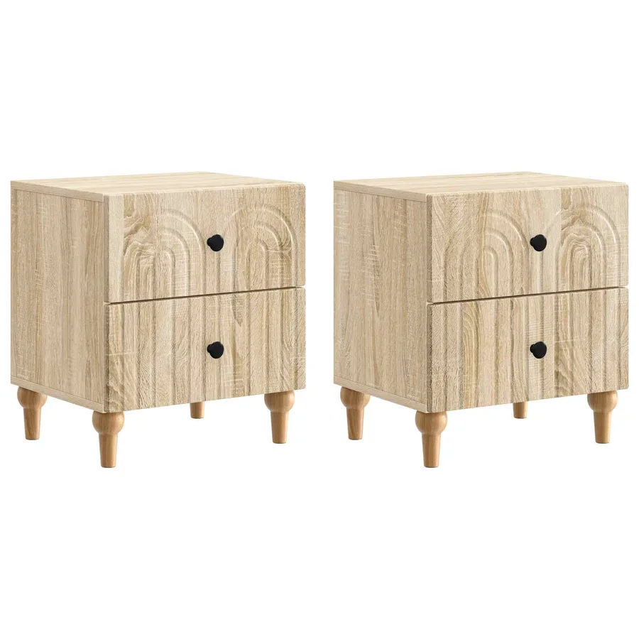 Cabinet de chevet 2 pcs Chêne Sonoma 43 x 34,5 x 48 cm - 2