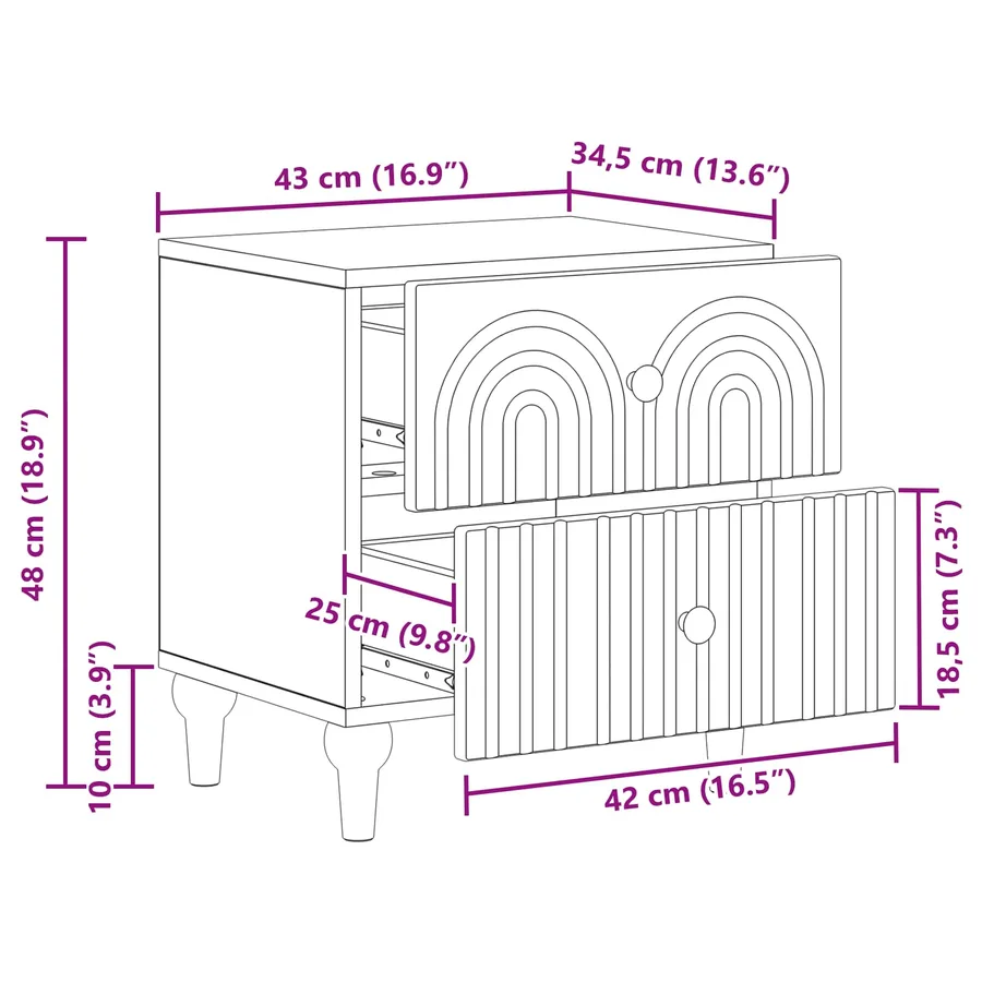 Cabinet de chevet avec tiroir 2 pcs Blanc 43 x 34,5 x 48 cm - 13