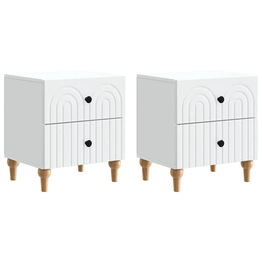 Cabinet de chevet avec tiroir 2 pcs Blanc 43 x 34,5 x 48 cm - 2