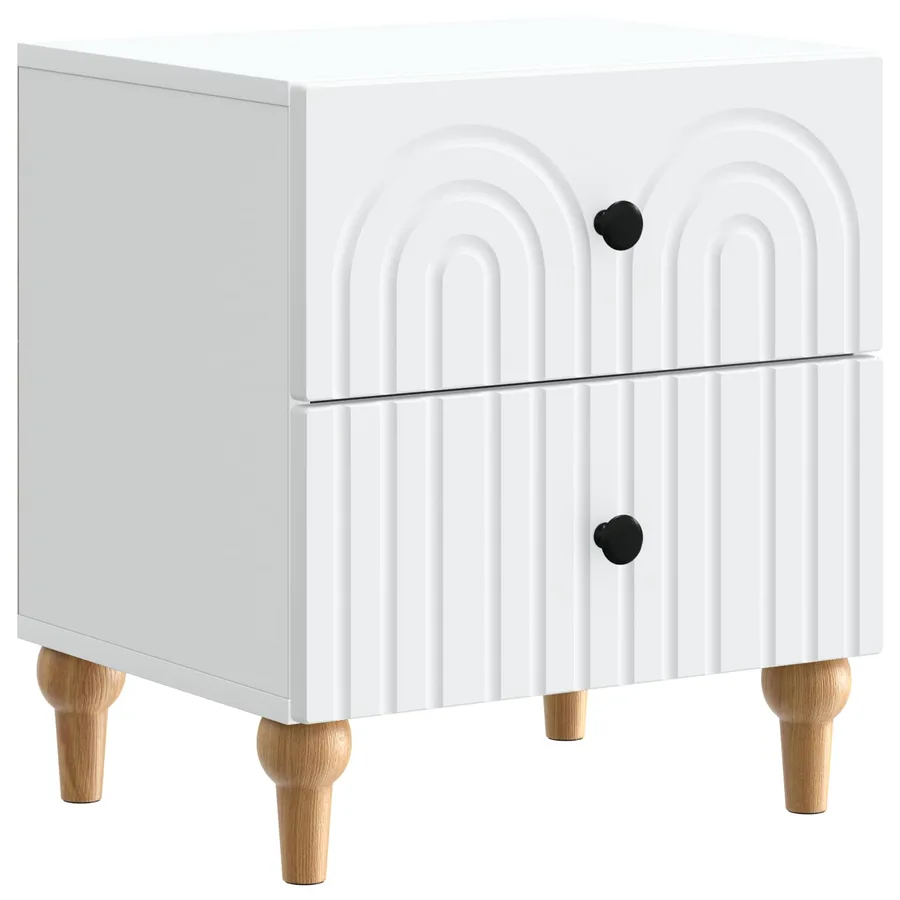 Cabinet de chevet avec tiroir 2 pcs Blanc 43 x 34,5 x 48 cm - 5
