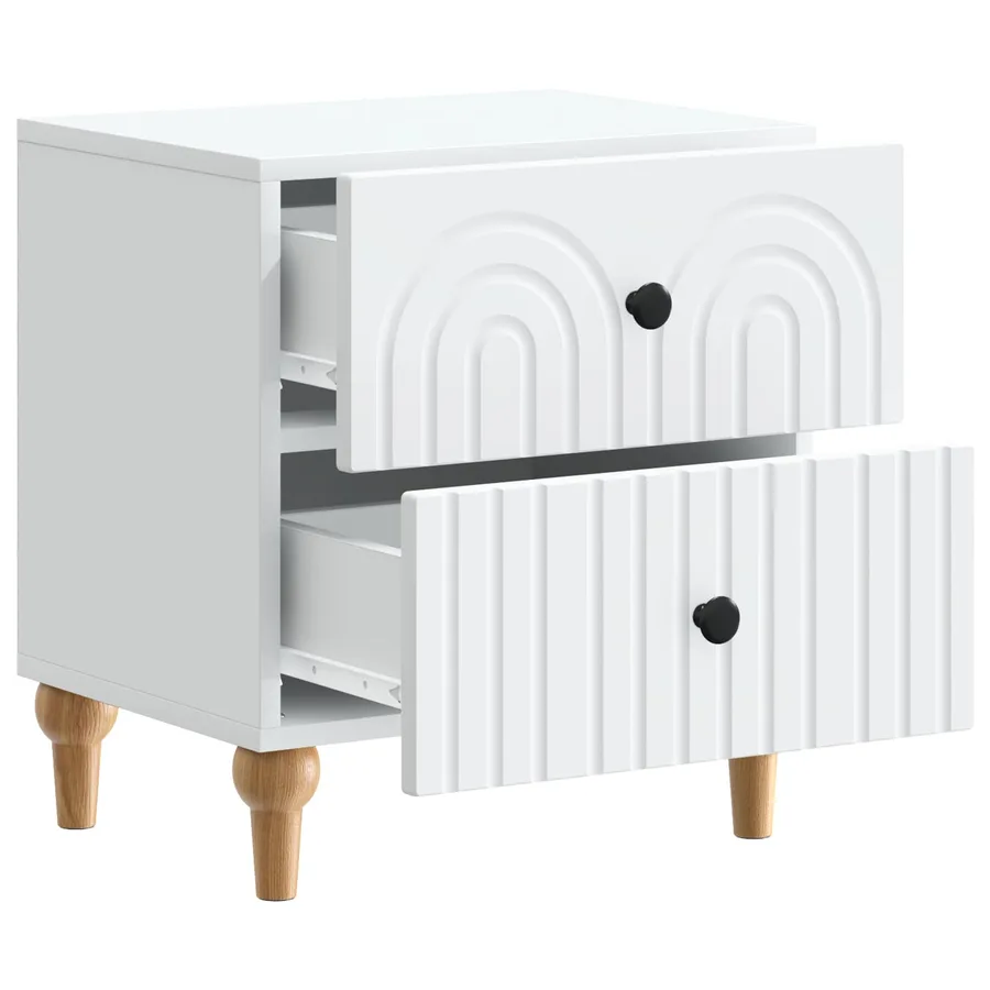 Cabinet de chevet avec tiroir 2 pcs Blanc 43 x 34,5 x 48 cm - 6