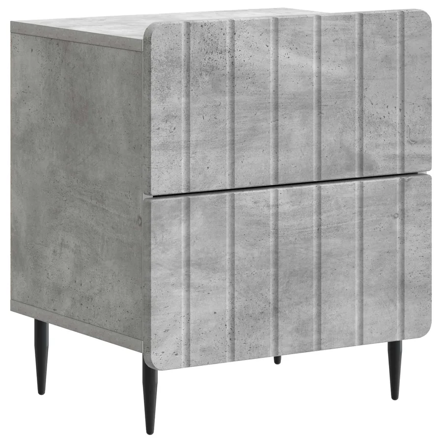Cabinet de chevet avec tiroir Gris béton 43 x 34,5 x 49,5 cm - 2