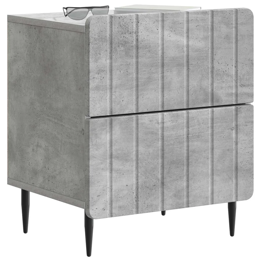Cabinet de chevet avec tiroir Gris béton 43 x 34,5 x 49,5 cm - 3