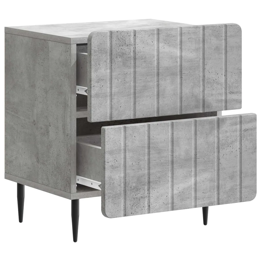 Cabinet de chevet avec tiroir Gris béton 43 x 34,5 x 49,5 cm - 4