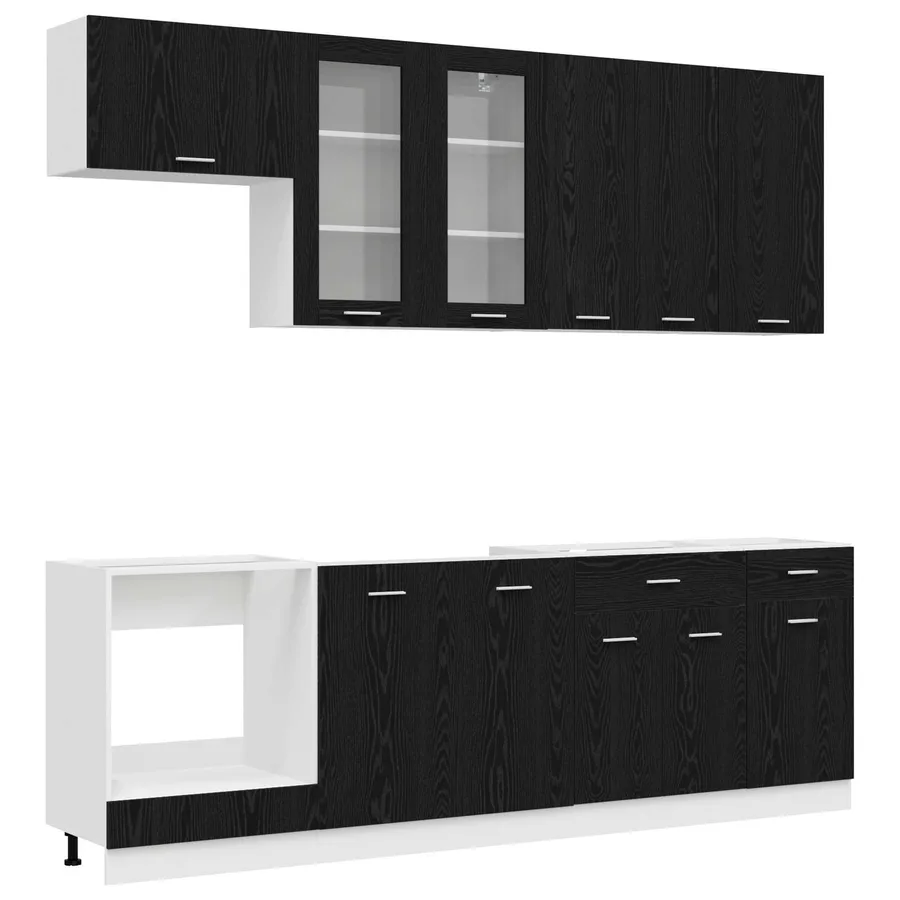 Unité de cuisine LYON 8 pcs Chêne noir Bois d'ingénierie - 2