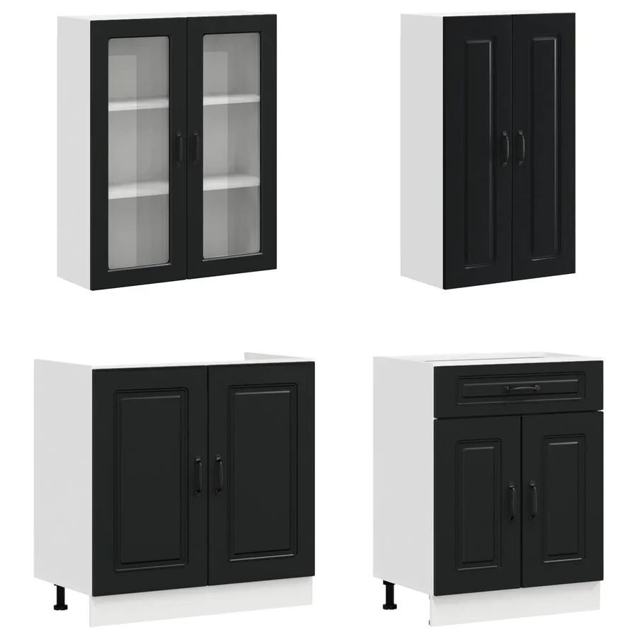Unité de cuisine KALMAR 8 pcs Noir Bois d'ingénierie - 3