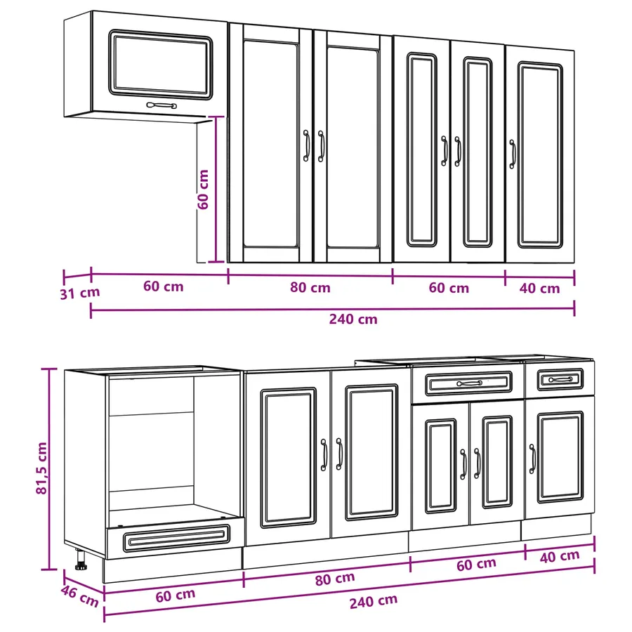 Unité de cuisine KALMAR 8 pcs Noir Bois d'ingénierie - 9