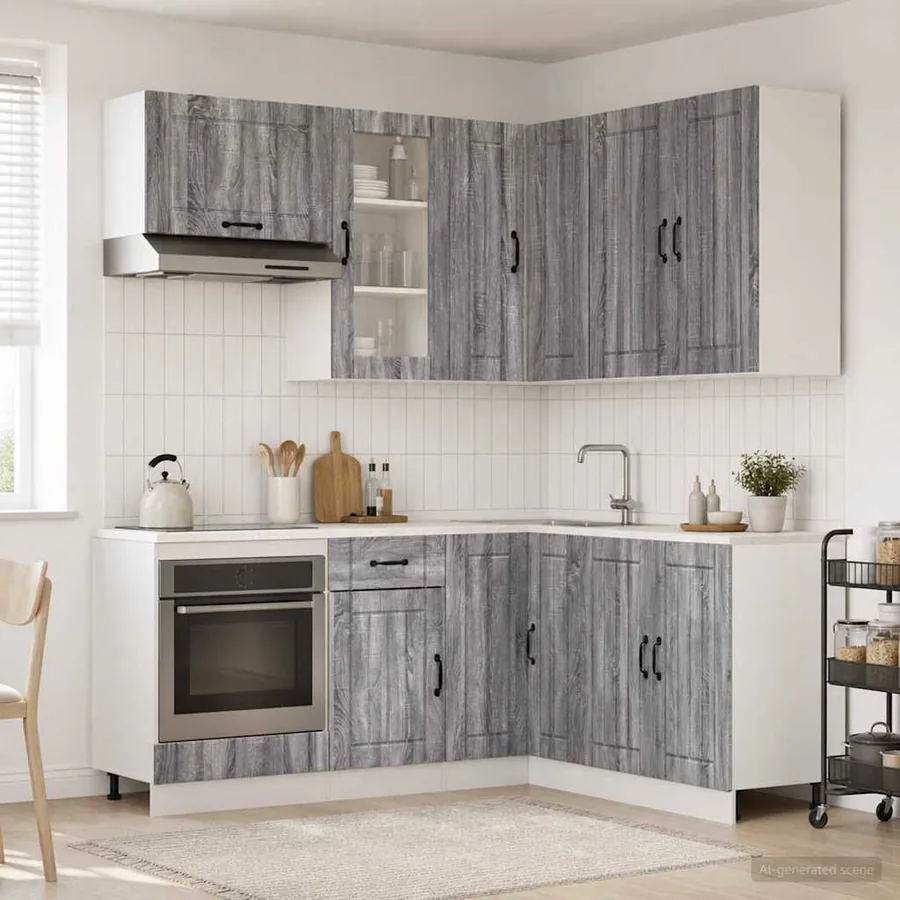 Unité de cuisine LUCCA 8 pcs Sonoma gris Bois d'ingénierie