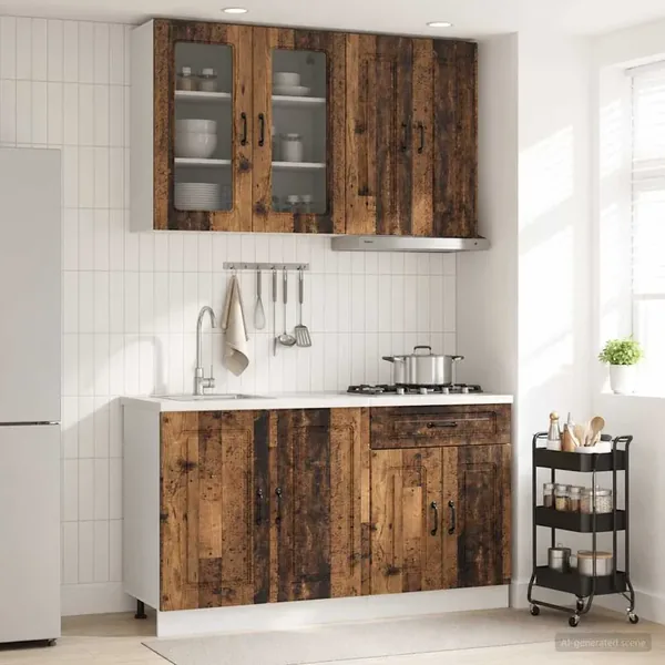 Unité de cuisine KALMAR 4 pcs Bois ancien Bois d'ingénierie