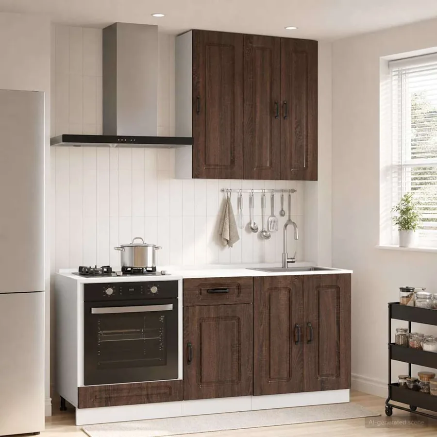 Unité de cuisine KALMAR 5 pcs Chêne brun Bois d'ingénierie