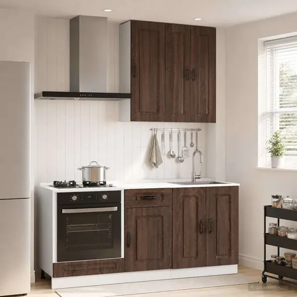 Unité de cuisine KALMAR 5 pcs Chêne brun Bois d'ingénierie