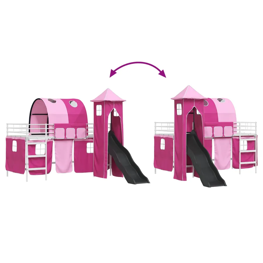 Lit mezzanine pour enfants Uni Blanc et rose 107 x 203 cm métal - 12
