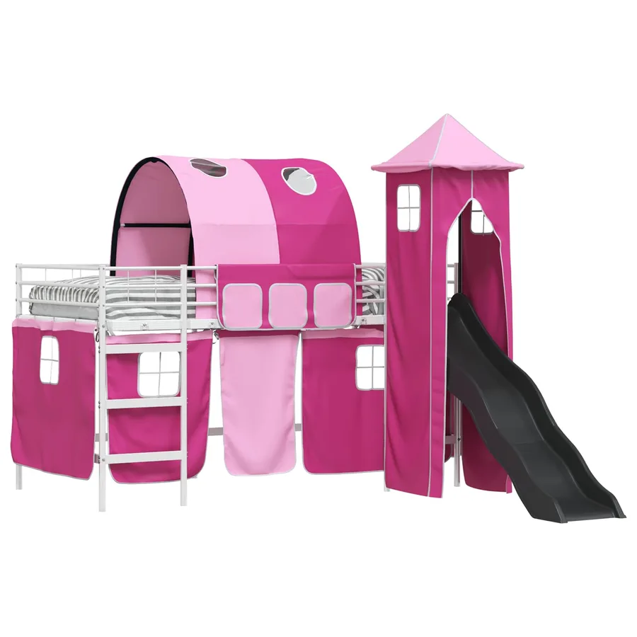 Lit mezzanine pour enfants Uni Blanc et rose 107 x 203 cm métal - 2