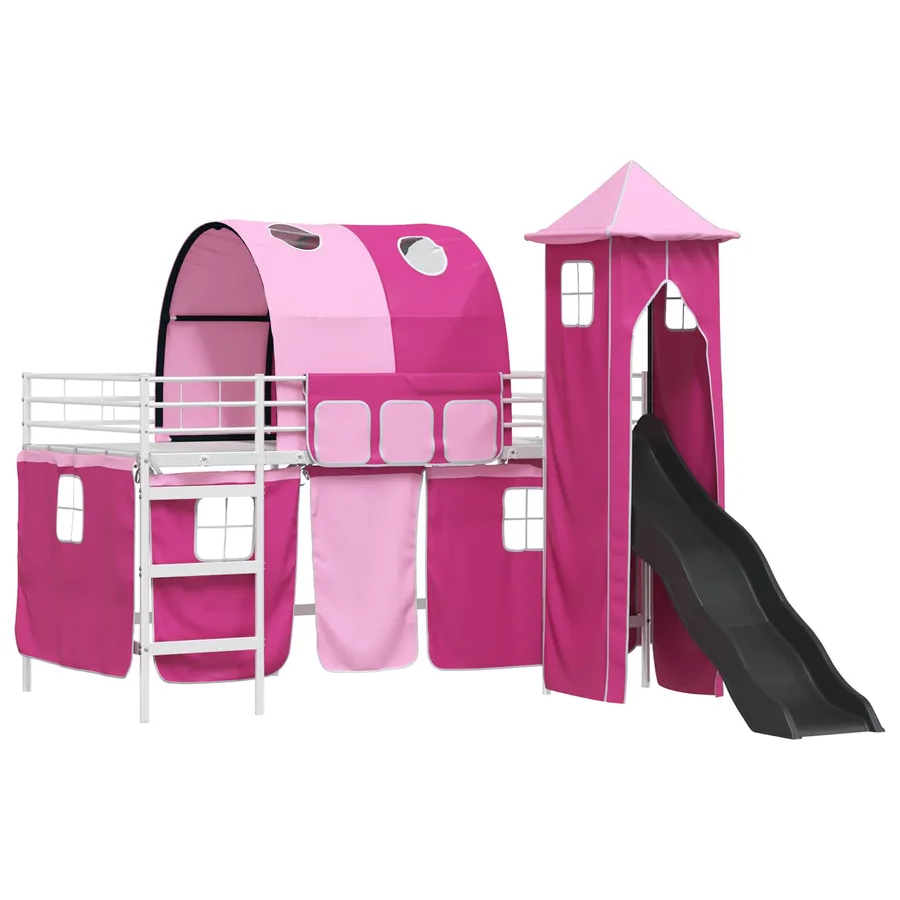 Lit mezzanine pour enfants Uni Blanc et rose 107 x 203 cm métal - 4