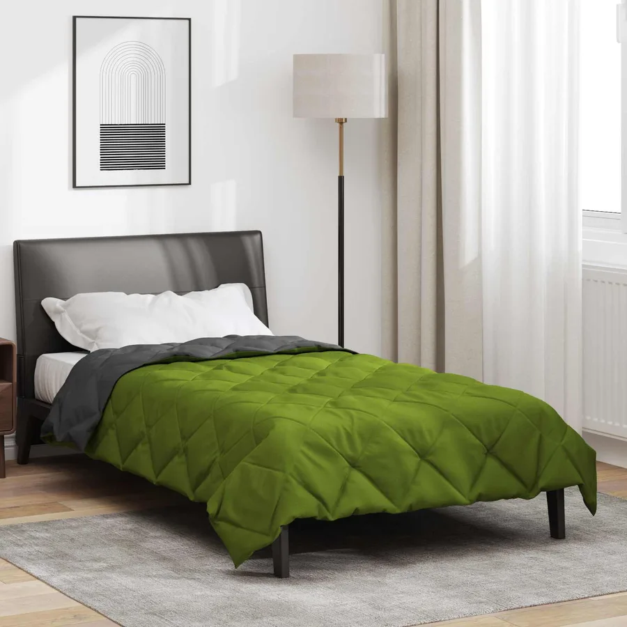 Duvet d'été simple Vert et Anthracite 200 x 155 cm Microfibre - 4