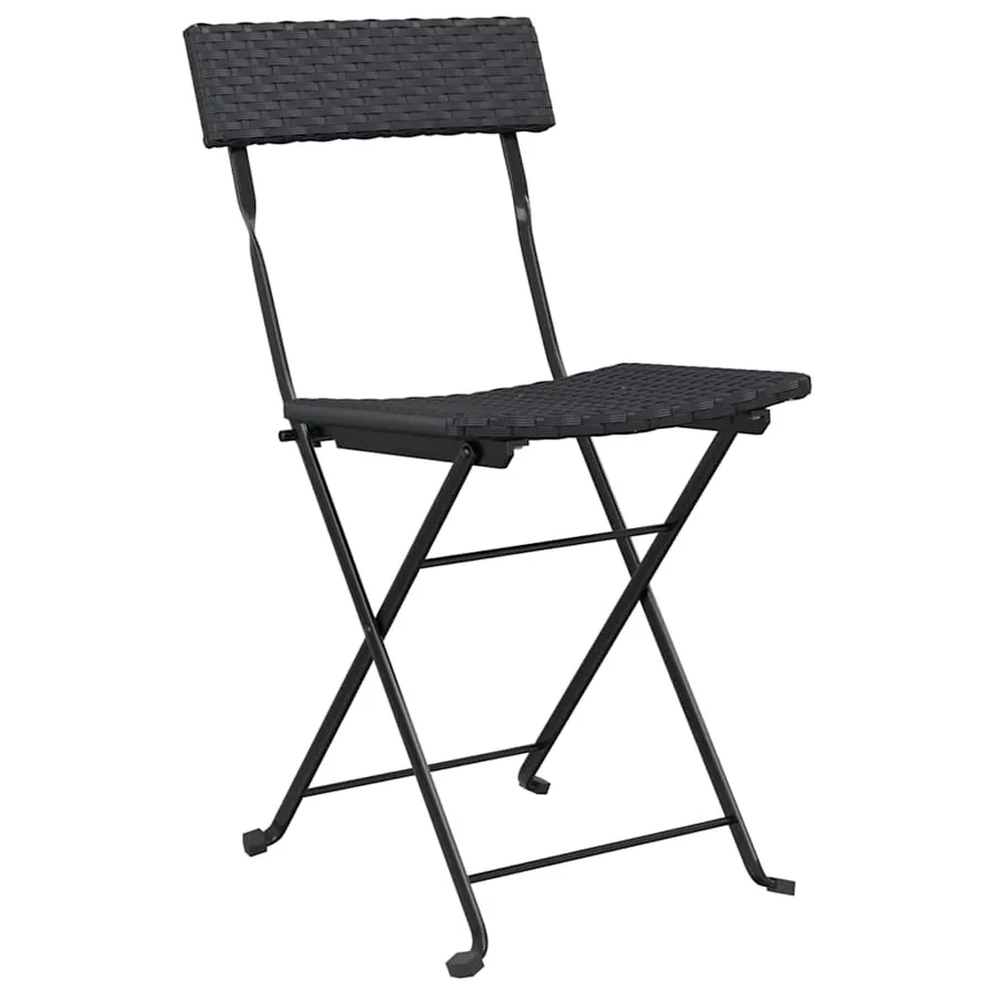 Ensemble de bistro pliable 3 pcs Noir Résine tressée - 4