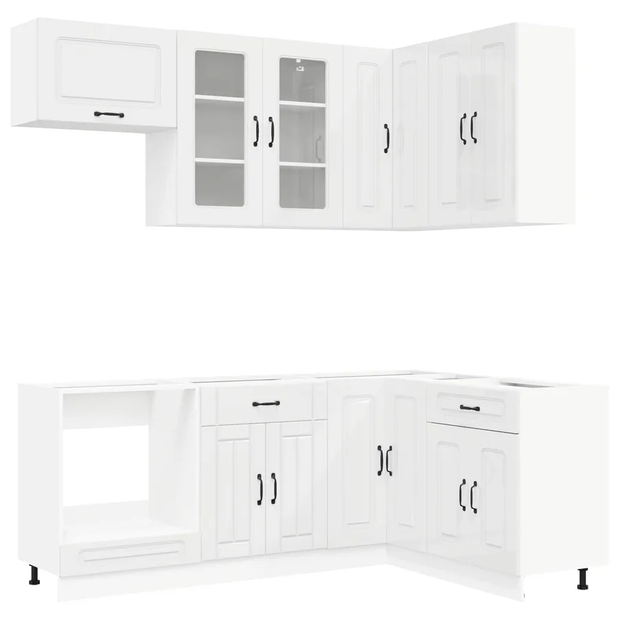 Unité de cuisine KALMAR 8 pcs Blanc brillant Bois d'ingénierie - 2
