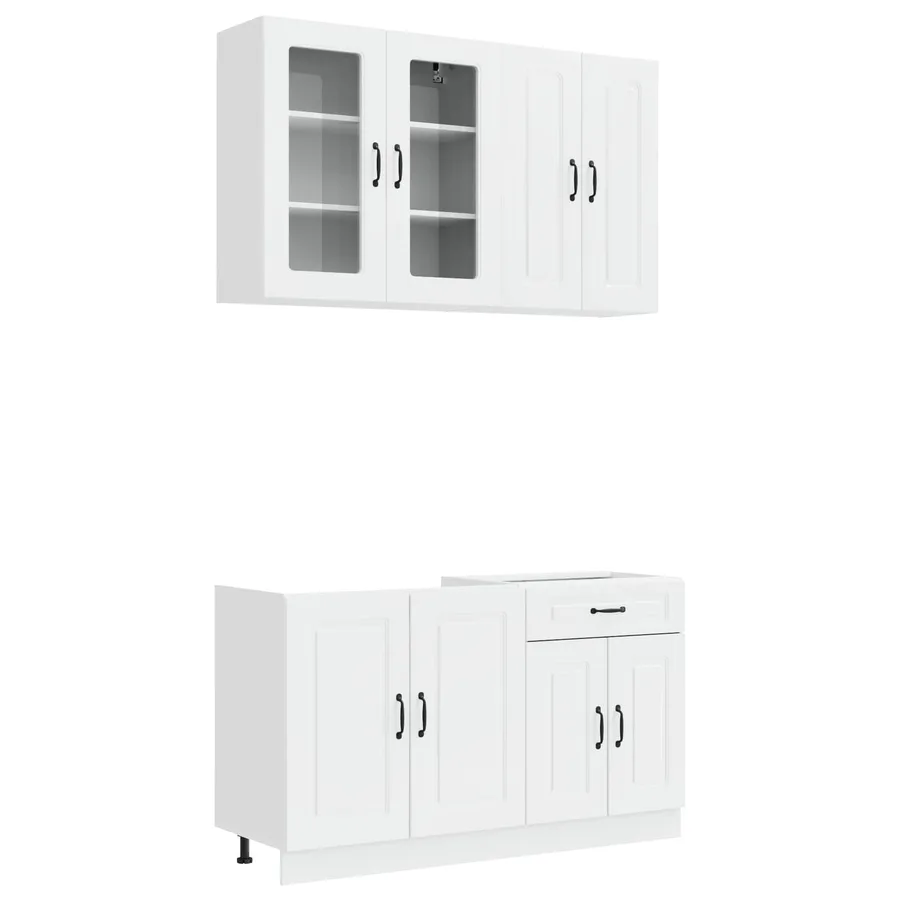 Unité de cuisine KALMAR 4 pcs Blanc brillant Bois d'ingénierie - 2