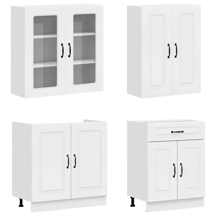 Unité de cuisine KALMAR 4 pcs Blanc brillant Bois d'ingénierie - 3