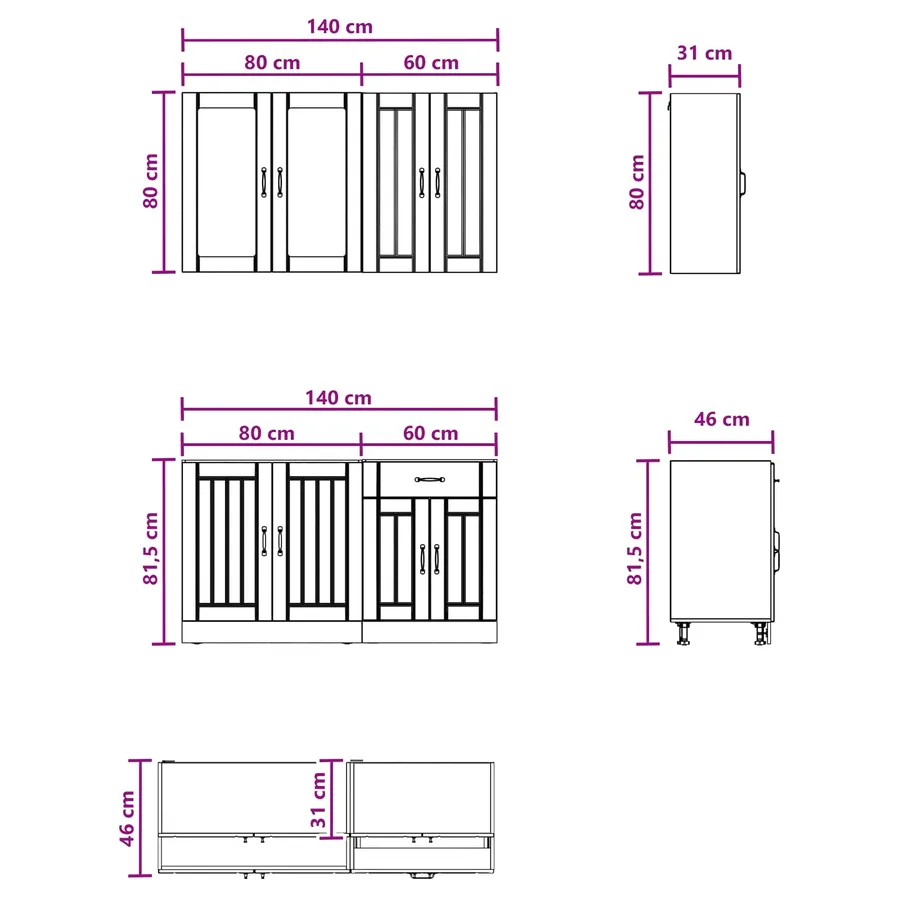 Unité de cuisine LUCCA 4 pcs Blanc Bois d'ingénierie - 6