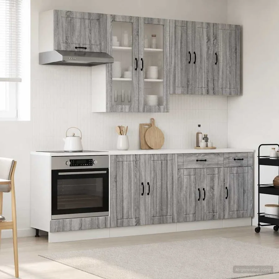 Unité de cuisine LUCCA 8 pcs Sonoma gris Bois d'ingénierie