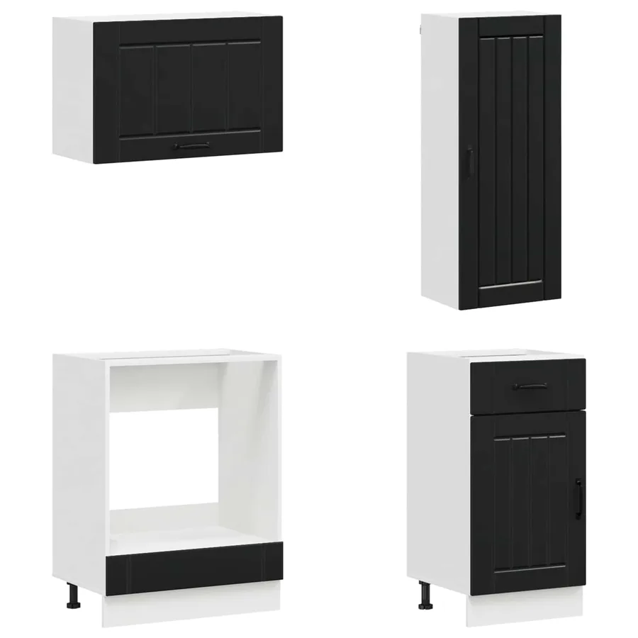 Unité de cuisine LUCCA 8 pcs Noir Bois d'ingénierie - 4