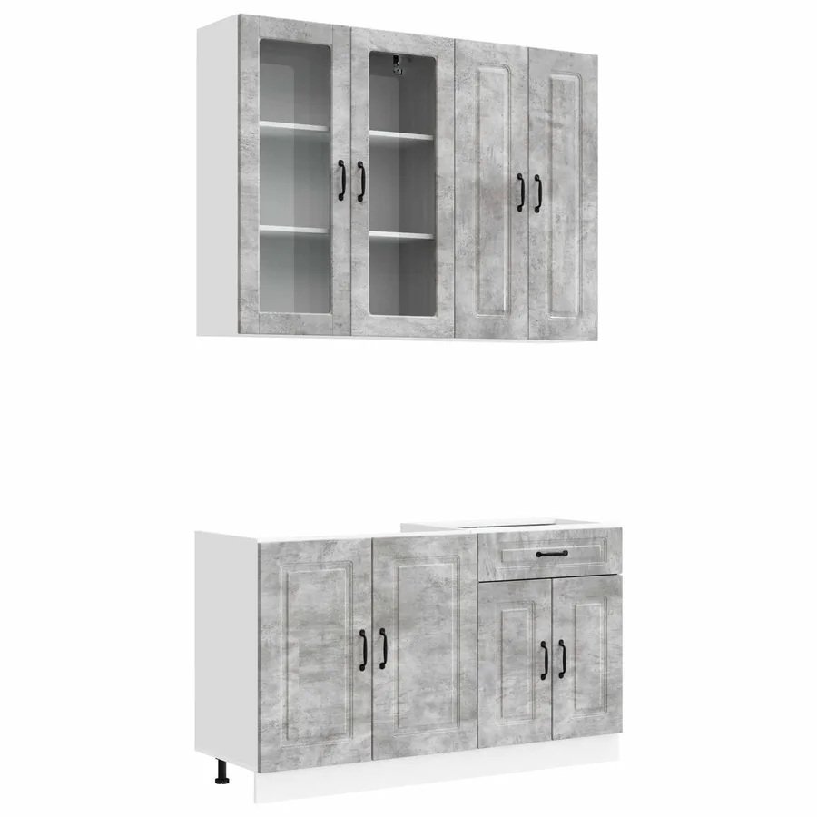 Unité de cuisine KALMAR 4 pcs Gris béton Bois d'ingénierie - 2