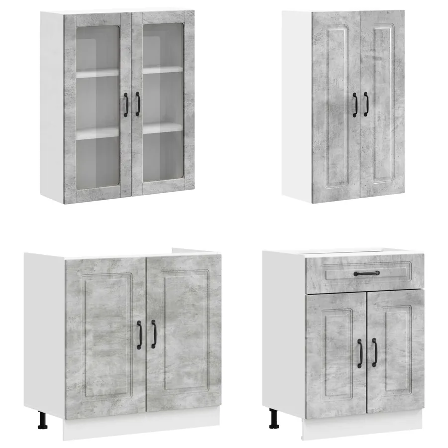 Unité de cuisine KALMAR 4 pcs Gris béton Bois d'ingénierie - 3