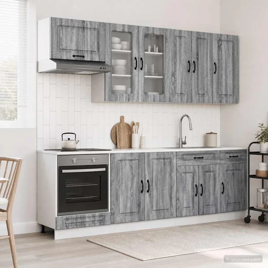 Unité de cuisine KALMAR 8 pcs Sonoma gris Bois d'ingénierie
